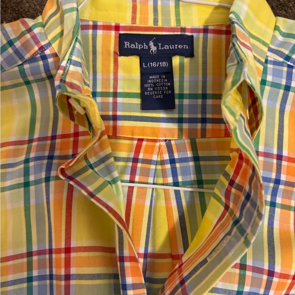 Ralph Lauren Yellow and Blue Plaid Casual Shirt